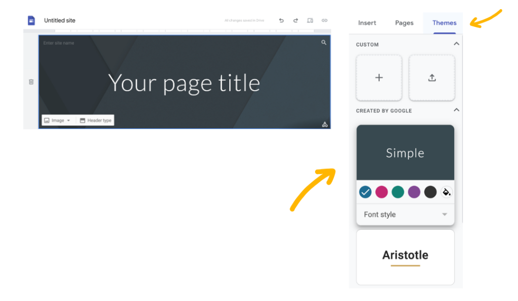 Google sites - Themes