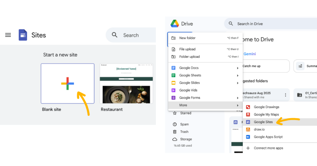 Google sites - create