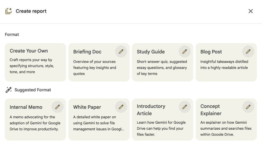 How to create AI report in NotebookLM