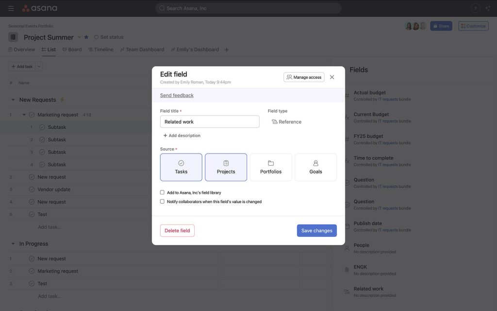 asana reference custom fields