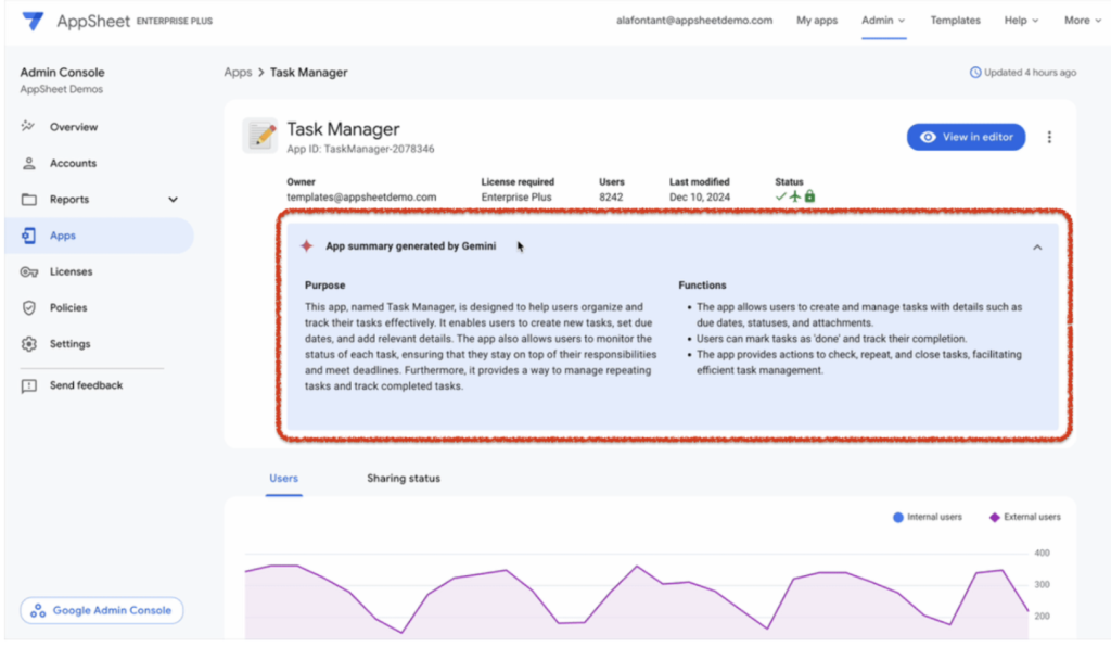 AI-Powered App Summaries จาก AppSheet