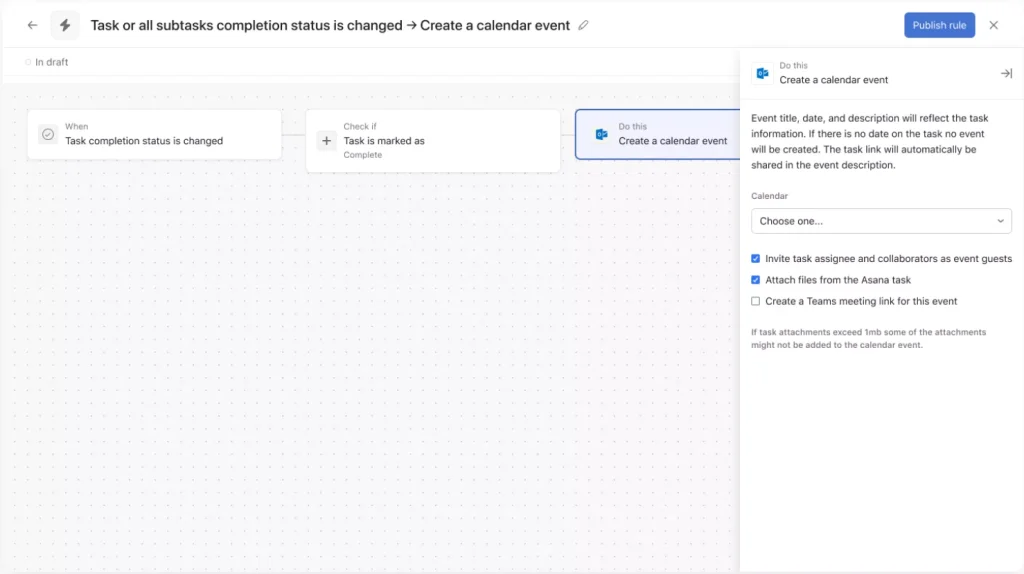 Asana for Microsoft - Outlook calendar 2