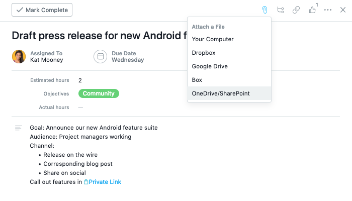 Asana for Microsoft-Sharepoint