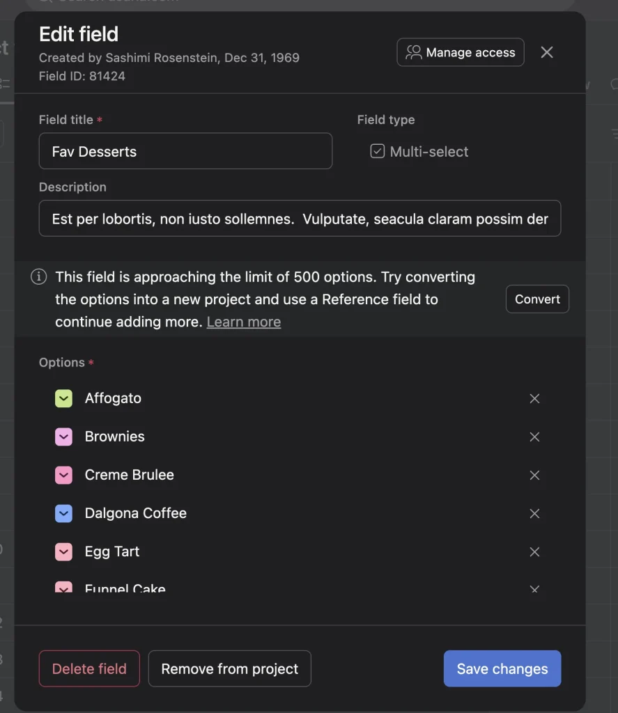 Convert an existing single-select or multi-select field to a reference custom field - Asana