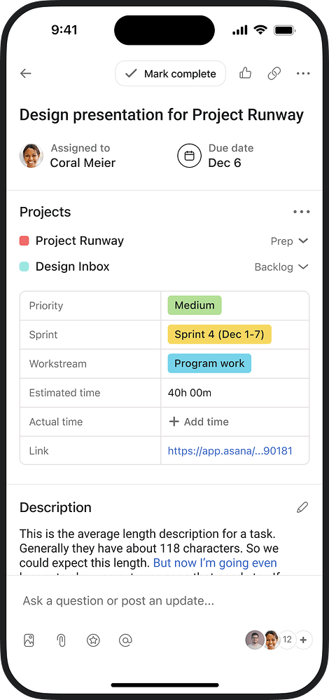 Live timer on mobile tasks Asana-2