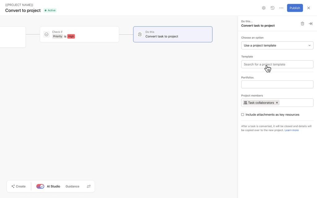 Project roles in rule actions Asana