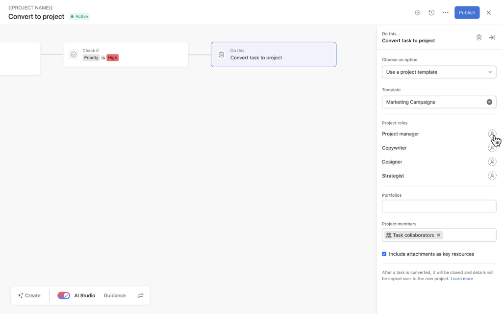 Project roles in rule actions Asana-2