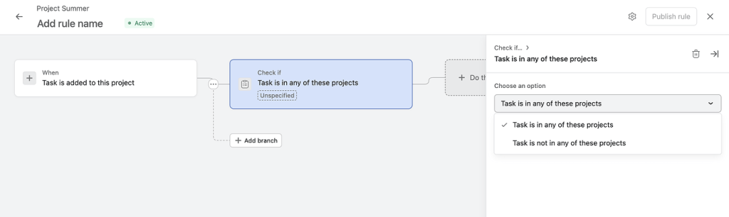 Task is in any of these projects Asana - 2