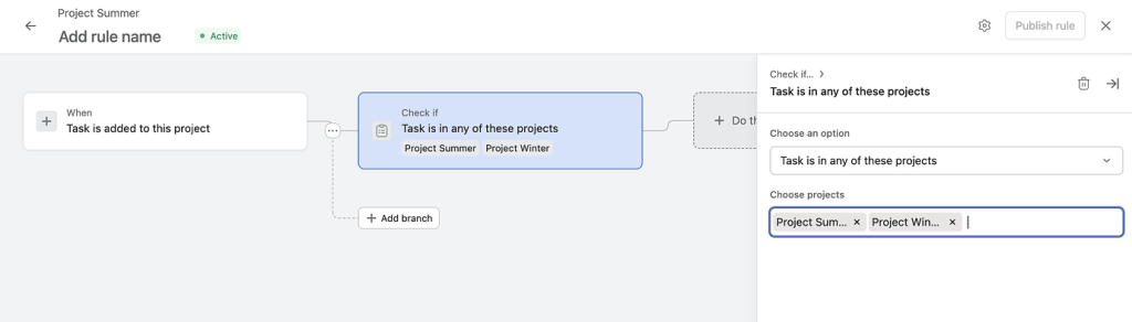 Task is in any of these projects Asana-3