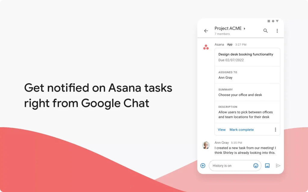 Asana for GWS - Google Chat