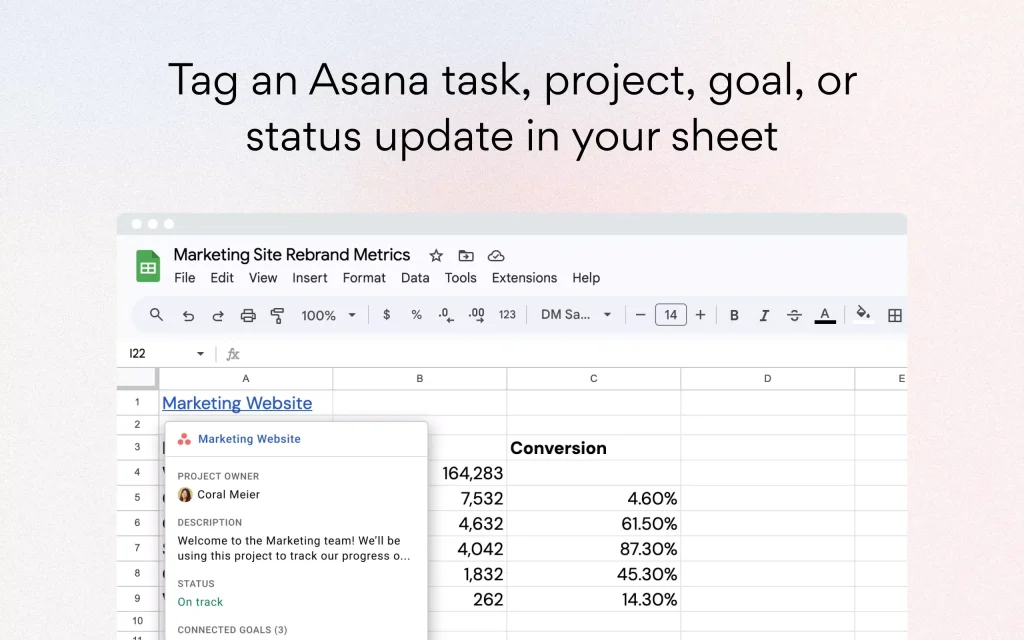 Asana for GWS - Google Sheets 2