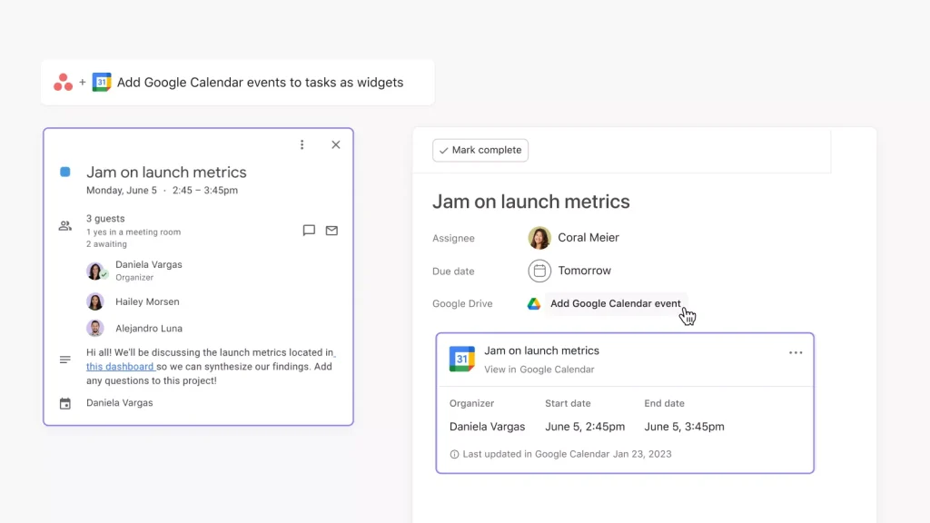 Google Calendar Integrated with Asana 2