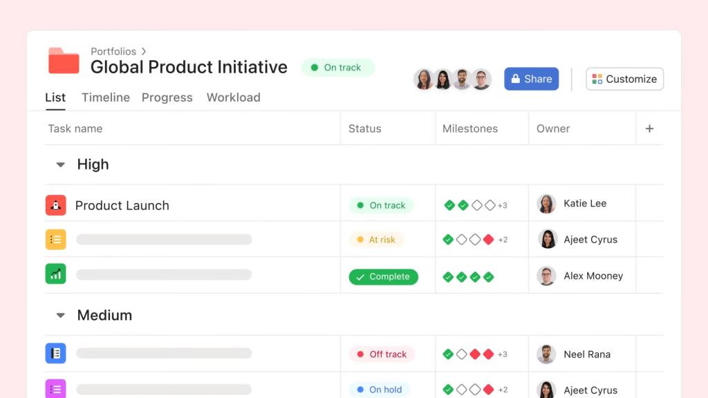 Asana Status at Risk